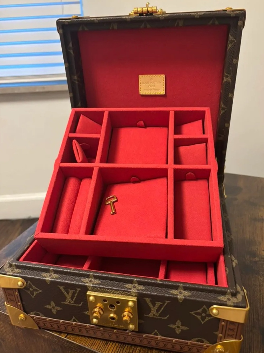 Louis Vuitton Red and Gold Monogram Jewelry Travel Box